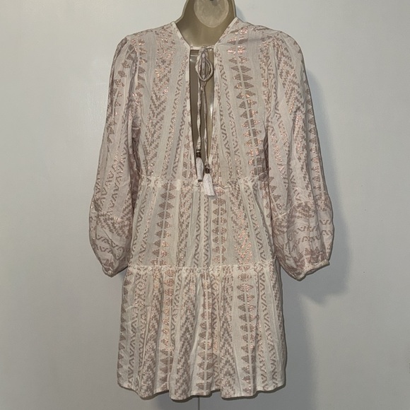 Blue Island Beach Boho Chic Aztec Swim Coverup Dress Women’s M Medium Pink - Picture 3 of 8